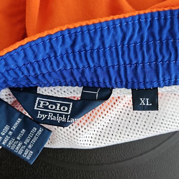 Polo Ralph Lauren Vintage 5" Swim Trunk in Orange and Blue FLAWS | Men's XL - Picture 12 of 15